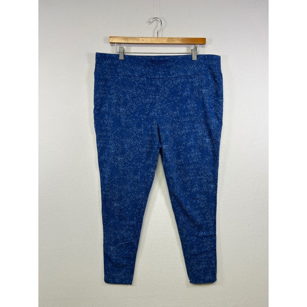 Casual Terra & Sky Women 1X Blue Abstract Speckle Print Stretch Pull On Leggings